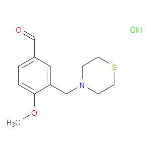 Benzaldehyde, 4-methoxy-3-(4-thiomorpholinylmethyl)-, hydrochloride (1:1)