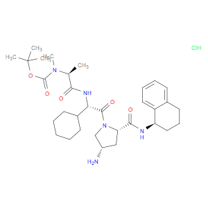 tert-butyl ((S)-1-(((S)-2-((2S,4S)-4-amino-2-(((R)-1,2,3,4-tetrahydronaphthalen-1-yl)carbamoyl)pyrrolidin-1-yl)-1-cyclohexyl-2-oxoethyl)amino)-1-oxopropan-2-yl)(methyl)carbamate hydrochloride