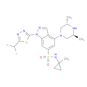 1-(5-(difluoromethyl)-1,3,4-thiadiazol-2-yl)-4-((3S,5S)-3,5-dimethylpiperazin-1-yl)-N-(1-methylcyclopropyl)-1H-indazole-6-sulfonamide