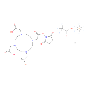 Phosphate(1-), hexafluoro-, hydrogen, compd. with 1-(2,5-dioxo-1-pyrrolidinyl) 1,4,7,10-tetraazacyclododecane-1,4,7,10-tetraacetate 2,2,2-trifluoroacetate (1:1:1:1) (ACI)